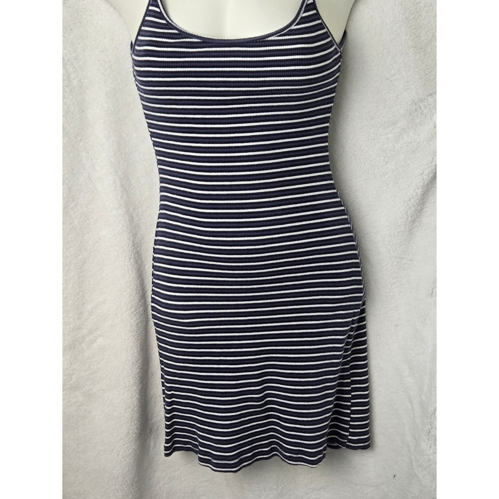 Brandy Melville  Blue White Striped Ribbed Knit Mini Tank Dress Made in Italy XS